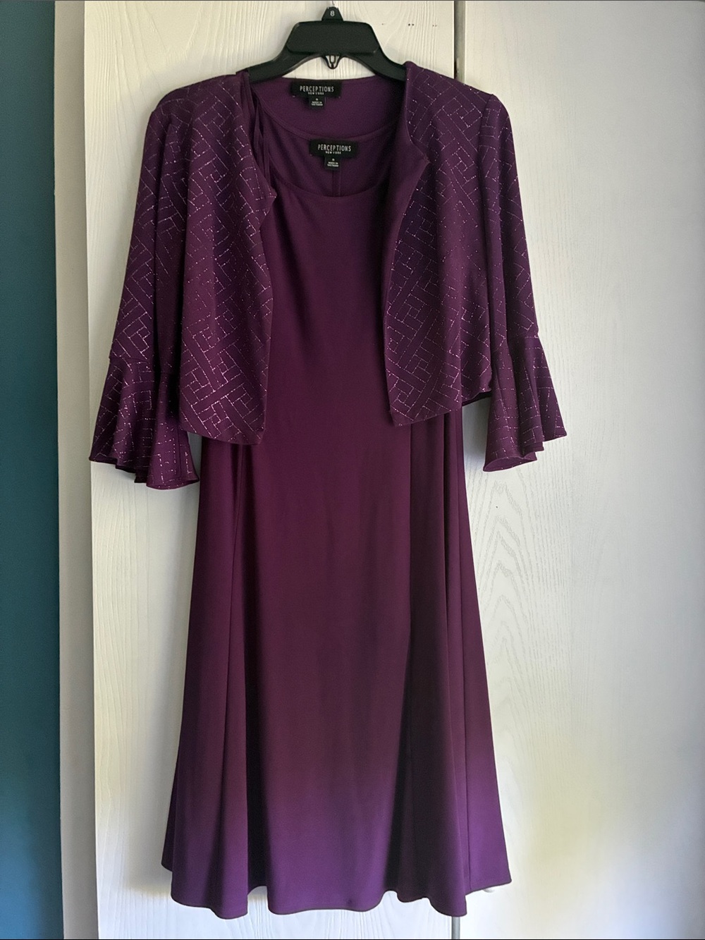 Perceptions Jewel-Tone Purple Two-Piece Dress Set